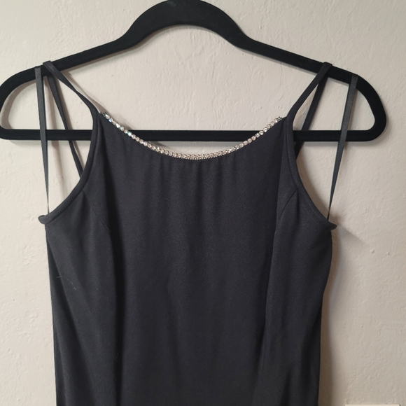 Vintage Gunnie Sax Jessica McClintock Crystal embellished Black Maxi Dress SZ 6 - Picture 3 of 16